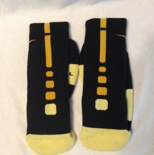 Custom Nike Elite Basketball Socks Black with Yellow Stripe Medium 