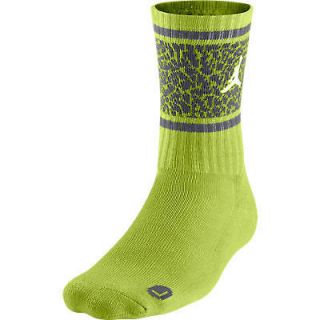 Nike Jordan Striped Elephant Crew Socks Green/Grey 517374 355 1 Pair L 
