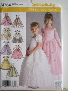 Simplicity 4764 (2004) Girls Special Occasion Flowergirl Dress Pattern 