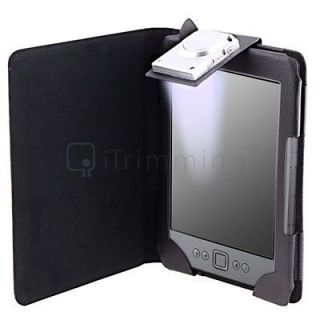 Black PU Leather Case Cover Wallet With LED Light For  Kindle 4 