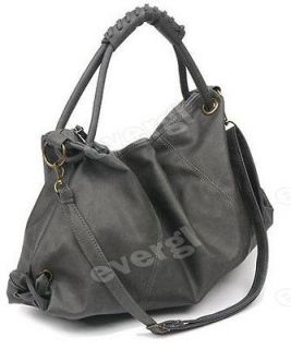 New Elegant FASHION PU Leather Handbags Totes HOBO Shoulder Bag GRAY 