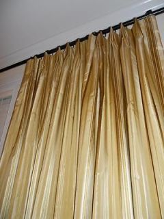 Taffeta Silk Drapes Designer Striped Curtains Gold tones Custom 