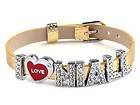  Love One Direction Wristband Bracelet Slider Zircon Crystal Letter