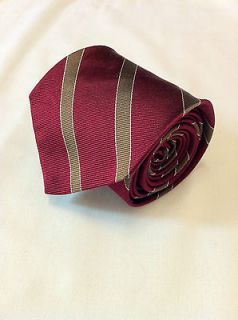   Brothers Burgundy w/ Gold Stripes 100% Silk Neck Tie Made in USA
