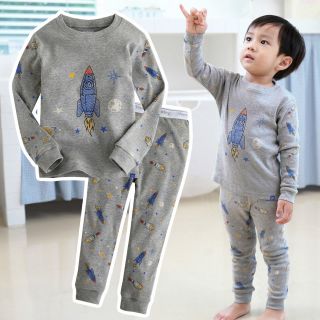   Baby Toddler Kids Boy In Door Sleepwear Pajama Set Space Rocket