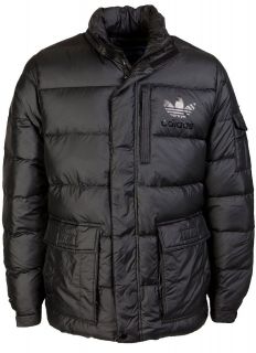 NEW Mens Adidas AC Down Jacket Black Mens Winter Trefoil Coat