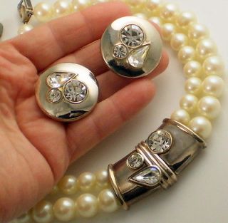 VINTAGE SIGNED GIVENCHY PARIS NEW YORK PEARL NECKLACE & EARRING SET