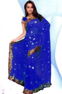   Bridal Designer Heavy Sequin Bollywood Saree Sari Boho ROBE KAFTAN