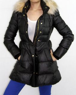   COUTURE Black Winter Pearl Nylon Puffer Down Coat Jacket Outwear Parka