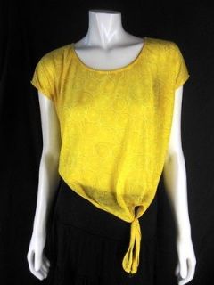 One Clothing CROPPED TOP Bright Neon Yellow Lemon Kiss Shirt Tie 