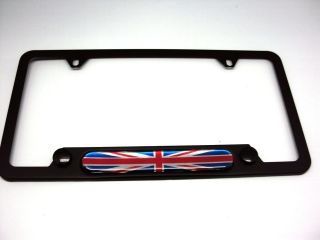NEW Union Jack Black Steel License Plate Frame Holder (Fits Jaguar)