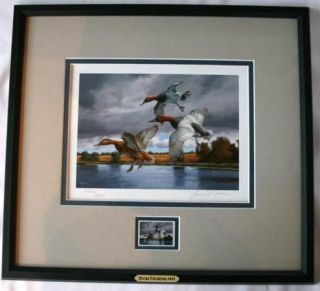 DUCKS UNLIMITED 2005 David Maass 22nd Annual Framed Lithograph Stamp 