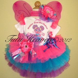 ABBY CADABBY FAIRY INSPIRED TUTU SET. WiNGS and WAND . NEWBORN and 