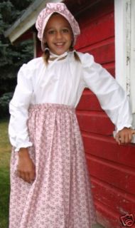 CUSTOM Girl Blouse peasant Cotton prairie costume white cream pick 