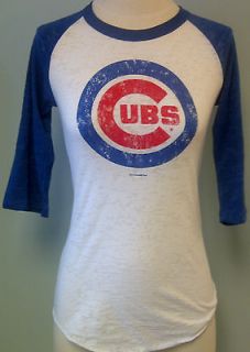 Chicago Cubs Ladies 3/4 sleeve Burn out T Shirt