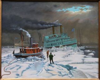 ALBERT NEMETHY, Listed, HUDSON RIVER BOATS / BREAKING ICE / KINGSTON 