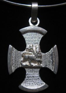   Lion of Judah Silver Cross Pendant   African Religious Jewelry #209