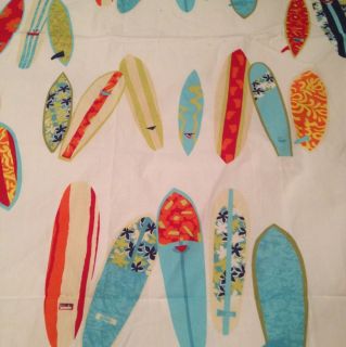Garnet Hill Fabric Shower Curtain Surf Boards