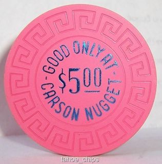   CASINO CHIPS PINK LARGE KEY STAMP BLUE GOOD ONLY $5 CHIP nevada