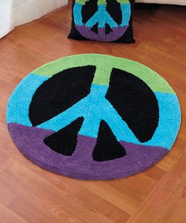   Sign Multi Color 30 Round Rug Kids, Teens or Bathroom Groovey 70s