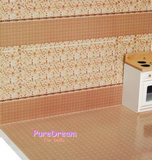Wallpaper for Dollhouse Mosaics Wall Paper Floor Tile Covering 