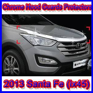 Chrome Hood Guards Protectors Bug Shields for 2013 Hyundai Santa Fe 