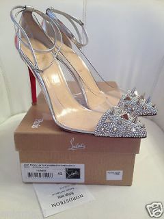 CHRISTIAN LOUBOUTIN JUST PICKS 100 SILVER STRASS SPIKES PUMP size 42 