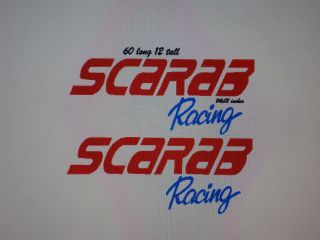 WELLCRAFT 2   12 inches tall  5 foot SCARAB Racing BOAT DECALS Vinyl