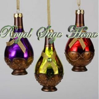 Chianti Wine Bottle Glass Christmas Ornament