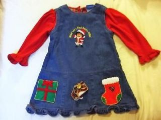   girls DORA Christmas JEAN denim DRESS Hidden Gifts on Dress sz 4T