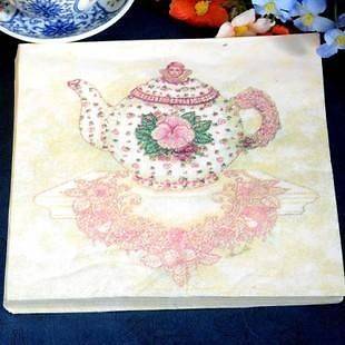 20 paper napkin Serviettes party favor pink flower teapot 33cm*33​cm