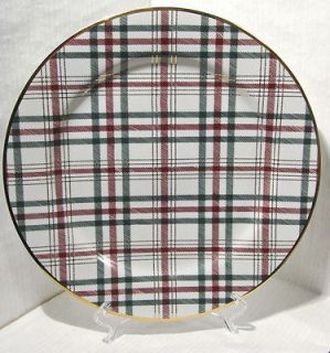 The Cellar China Christmas Plaid 12 Plate(s)  Red Green Gold 