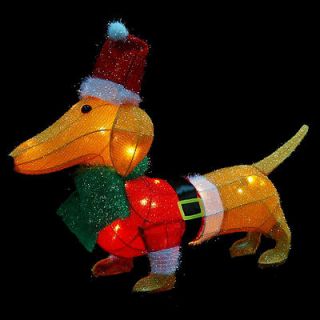 CHRISTMAS LIGHTED DACHSHUND DOG WEINER HOT DOG TINSEL FABRIC YARD 