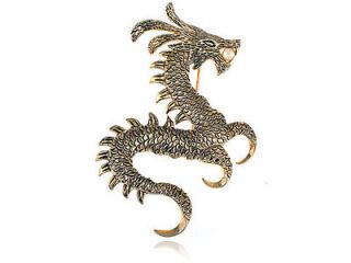   Golden Tone Alloy Metal Chinese Dragon Costume Jewel Pin Brooch