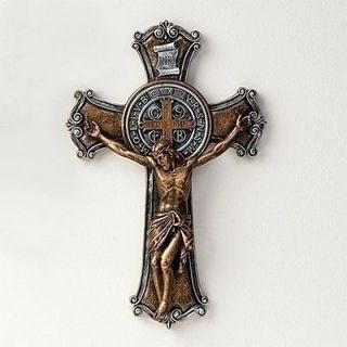 St. Benedict Jesus Christ Crucifix Gold/Silver Catholic Wall Cross