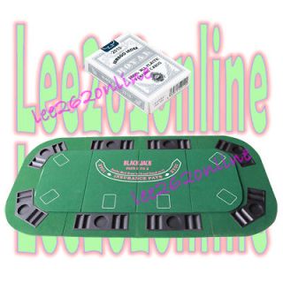   Craps/Blackjack Folding Table Top Green + Plastic Playing Card Silver