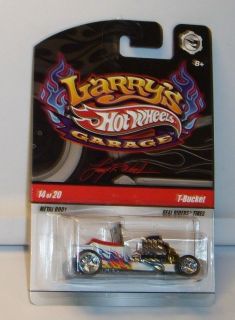 HOT WHEELS LARRYS GARAGE T BUCKET WHITE WITH FLAMES & REAL RIDERS 