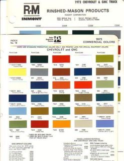 1973 CHEVROLET LUV GMC TRUCK AND VAN PAINT CHIPS RM PPG