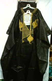 African Men Clothing Brocade Grand Bou Bou Pant Suit Black NotCome L 