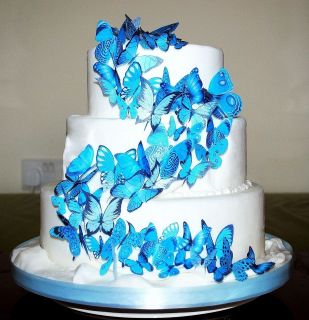 56 x TURQUOISE AQUA EDIBLE BUTTERFLIES IDEAL WEDDING BIRTHDAY CAKE 