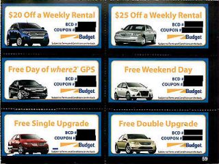 Six Budget Car Rental Coupons