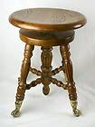 Vintage Solid Carved Oak Wood Adjustable Piano Stool Seat Ball Claw 