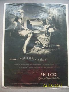 1947 Philco Radio Record Player Ad Mom & Child 1201