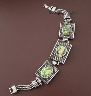 Antique silver with Genuine Abalone shell handmade jewelry Bracelet