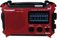 Kaito KA500 Voyager Emerg Radio Solar Crank AC Adapt Red Cell Phone 