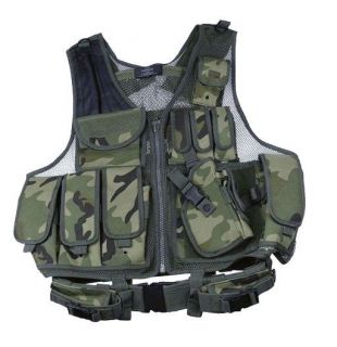 Woodland Camo Deluxe Tactical Vest Paintball Airsoft Army Rt Handed 