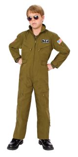 Air force Fighter Pilot Boys Kids Costume Green Small Medium
