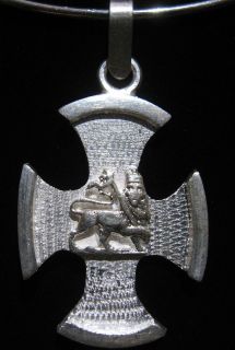   Lion of Judah Silver Cross Pendant   African Religious Jewelry #210
