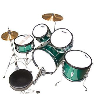 Mendini 5 pcs Junior Jr. Child Drum Set ~Green +Cymbal+Stool