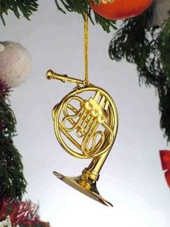   listed FRENCH HORN Ornament 3D Gold Metal Band Orchestra Music Brass